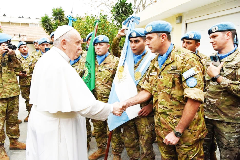 El Papa Francisco visitó la Fuerza de Tareas Argentinas, en Chipre