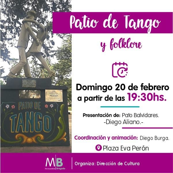 Mañana se realizará el Patio de Tango y Folclore