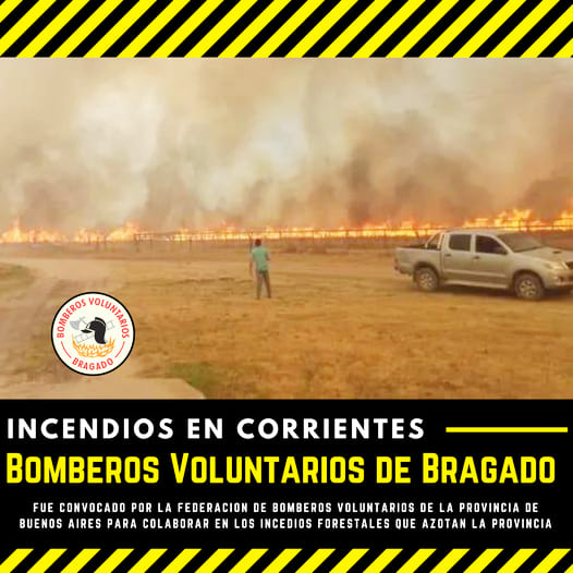 Bomberos de Bragado trabajan en Corrientes