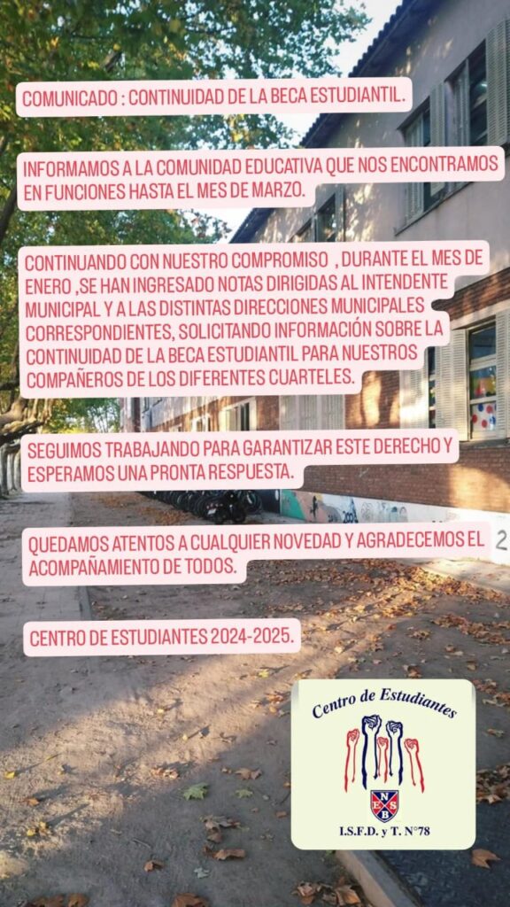 Información del Centro de Estudiantes del ISFDyT Nº78